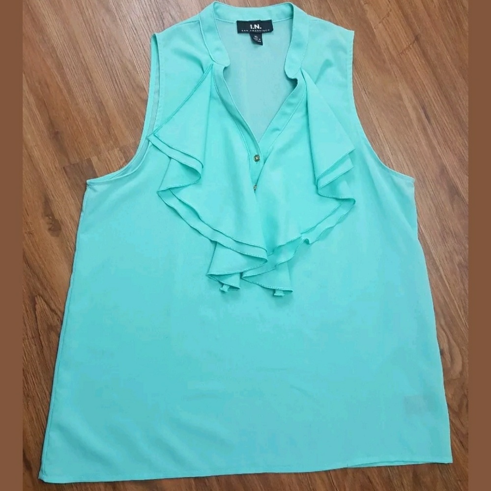Turquoise san fransisco xl top sleeveless ruffles